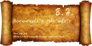 Borovnyák Hümér névjegykártya